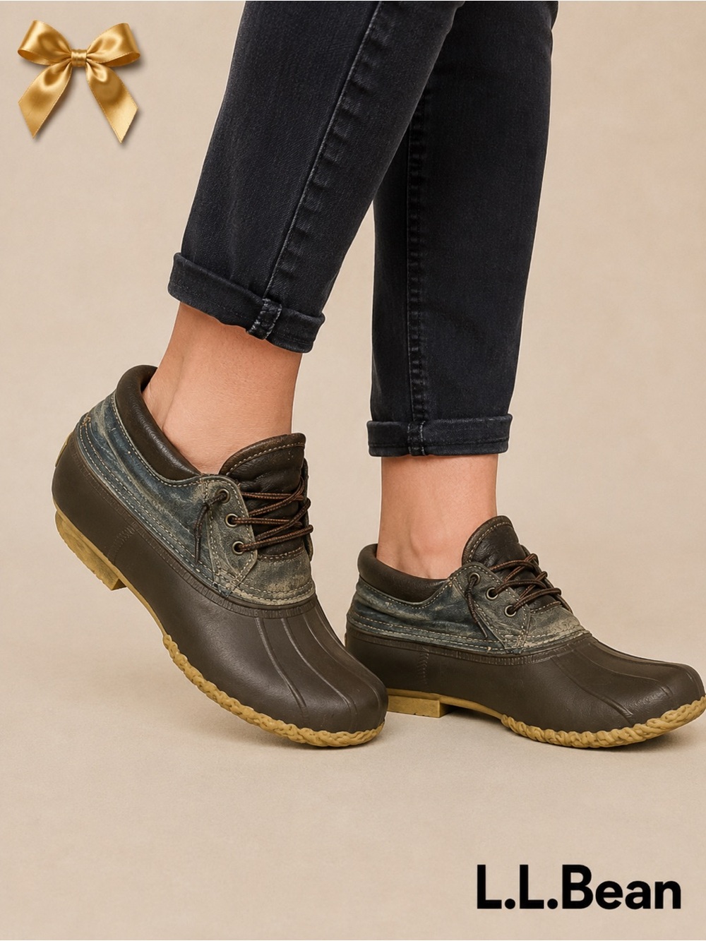 L.L.Bean Women’s 7M Blue Waxed Canvas Gumshoes Low Duck Boots Made in USA